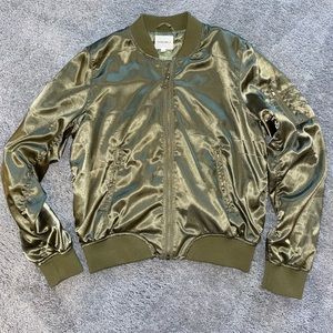 Green Satin Bomber Jacket — Cotton Candy LA — size L